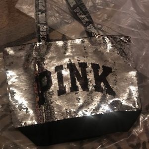 Brand new PINK sequined tote bag Victoria’s Secret